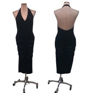 NWT Black Halo Kyler Midi Dress Size 2 Black Velvet